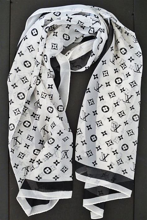 louis vuitton scarf black and white|Louis Vuitton scarf women's black.